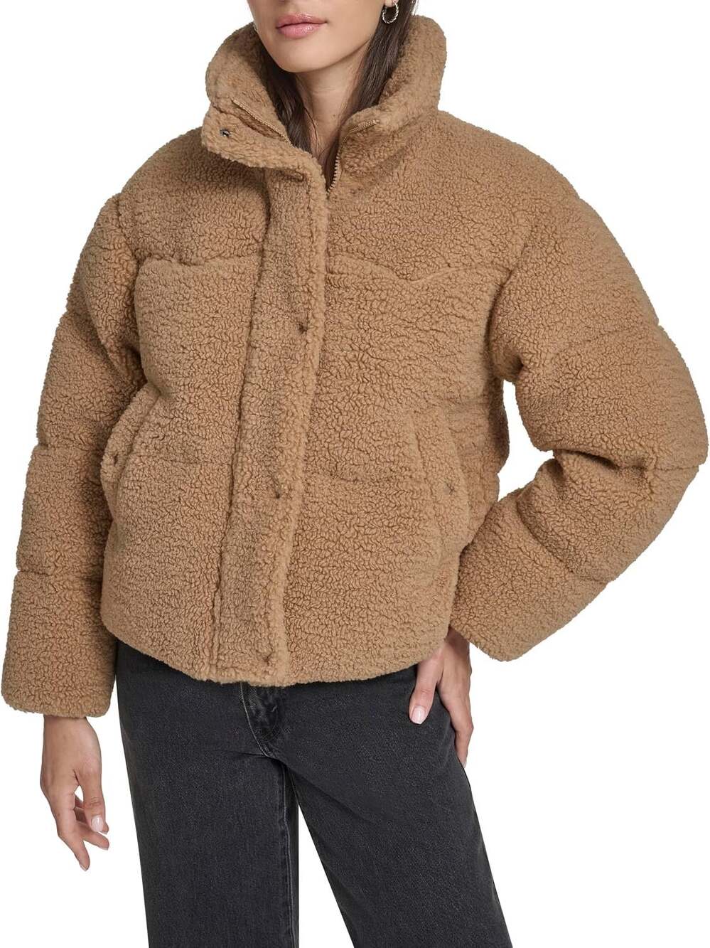 NWT Levi Women's Regular Sherpa Western Puffer Jacket cozy ranch Gorpcore cozy